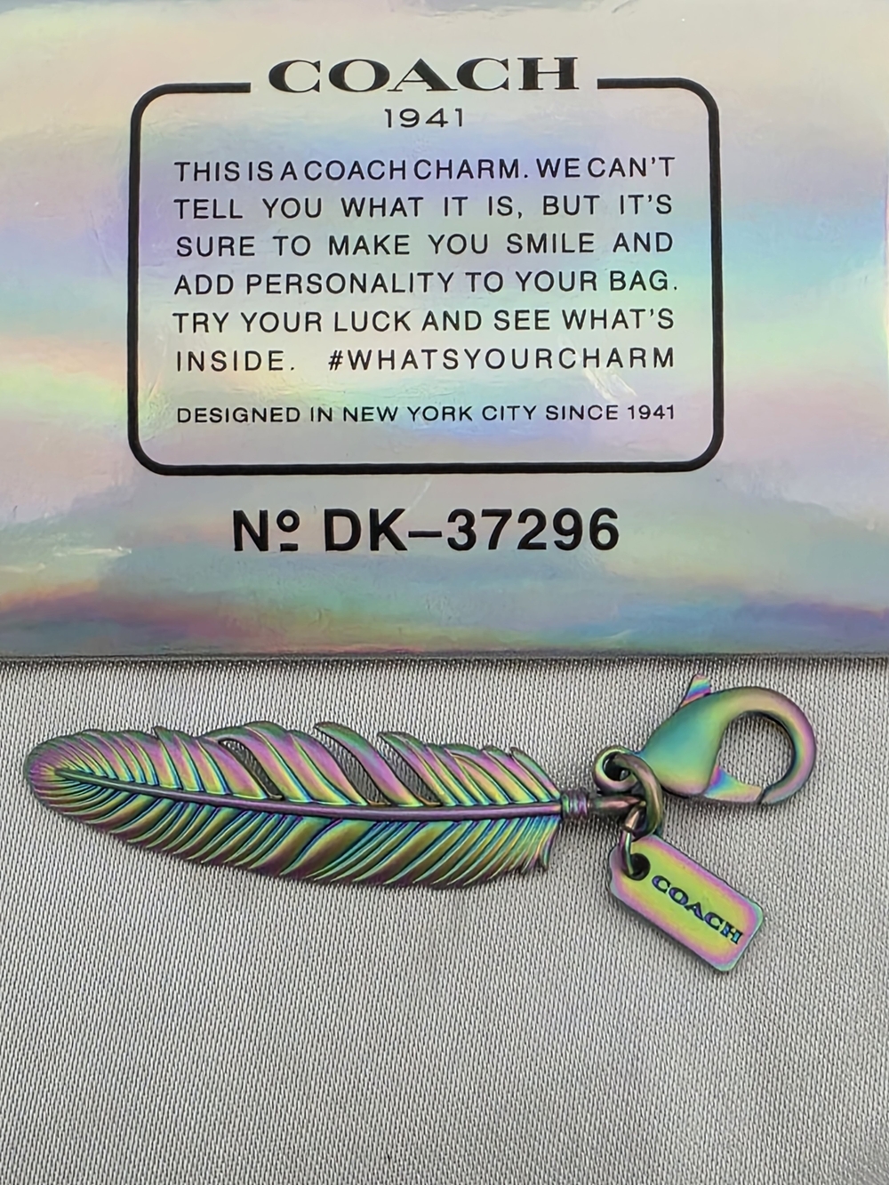 RARE Coach Iridescent Feather Charm Keychain DK-37296 - Picture 5 of 7